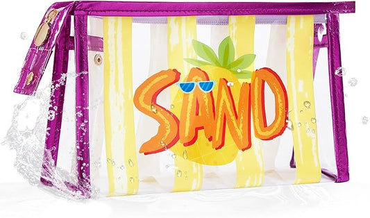COSHAYSOO Sunscreen Bag Clear Makeup Toiletry Pouch Beach Vacation Essentials for Women Teen Girls Trip Gifts Summer Pool Travel Must Have Accessories Waterproof Stuff