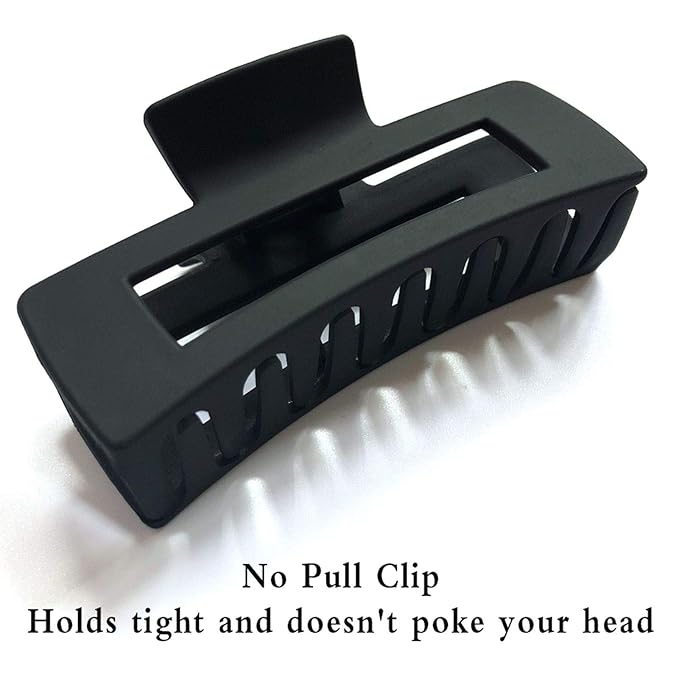 Hair Claw Clips Large 4 Inch Matte Clear No Slip Big Rectangle Jaw Clip Clamp for Thick Hair Women, 3 Pack