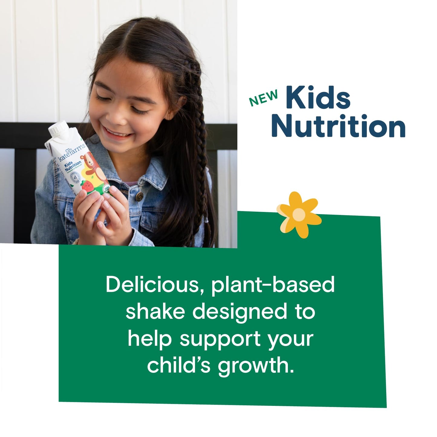 KATE FARMS Organic Kids Nutrition Vanilla Shake, 8g Protein, 27 Vitamins and Minerals, Meal Replacement, Gluten Free, Non-GMO, 8.45 oz (12 Pack)
