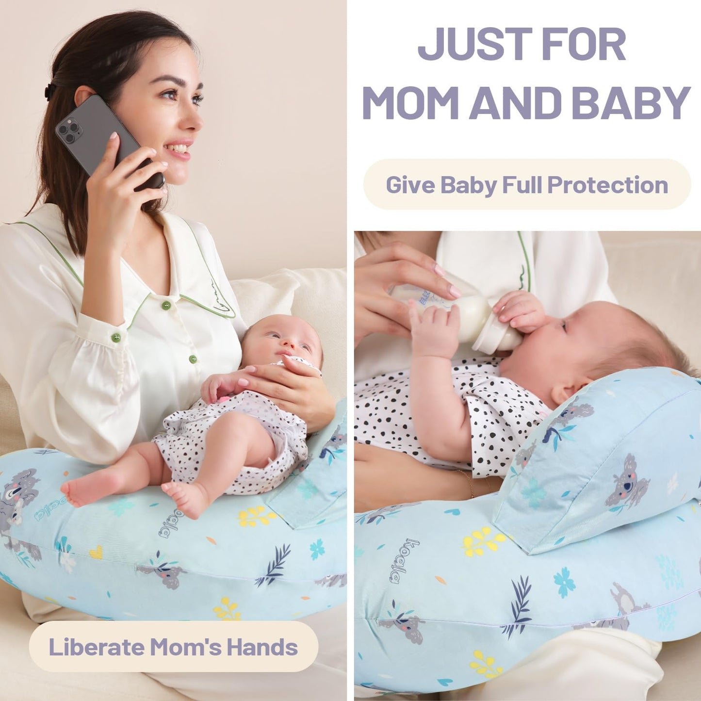 AMASKY Nursing Pillow for Breastfeeding, Breastfeeding Pillows for More Support for Mom and Baby, with Plus Size Ergonomic Design and Removable Cotton Cover, Blue, Pallet of Product