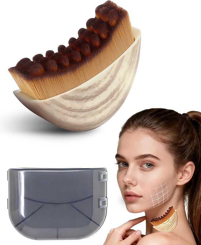 Lymphatic Contour Face Brush, Lymphatic Drainage Massager with Ergonomic Design, Lymphatic Face Brush, Gua Sha Tool for Face Anti-Puffiness, Fatigue Relief, Skin Tightening & Jawline Sculpting (Small)