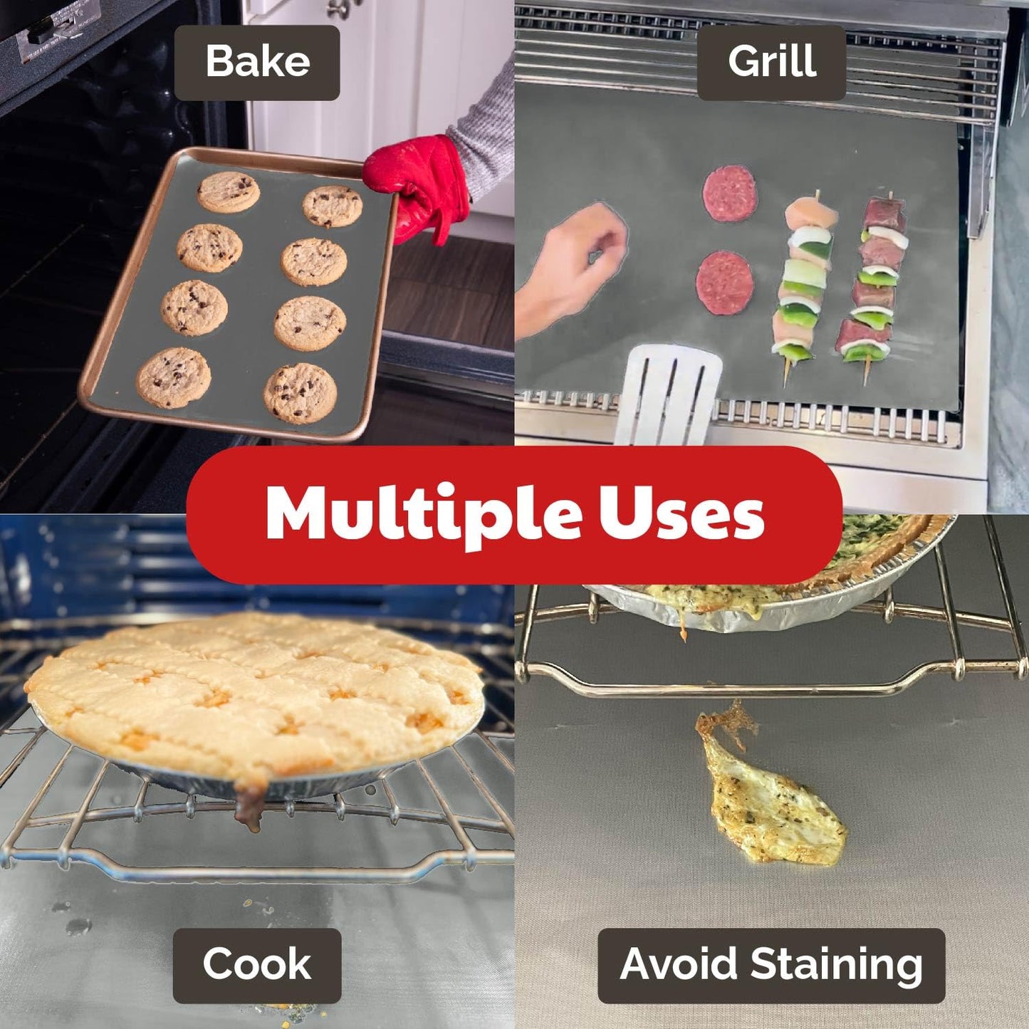 Cooks Innovations Non-Stick Oven Protector Mat - 2 Heavy Duty Nonstick Oven Rack Liners to Protect Convection, Electric, Gas, & Microwave Ovens - BPA & PFOA Free Heat Resistant Baking Mat