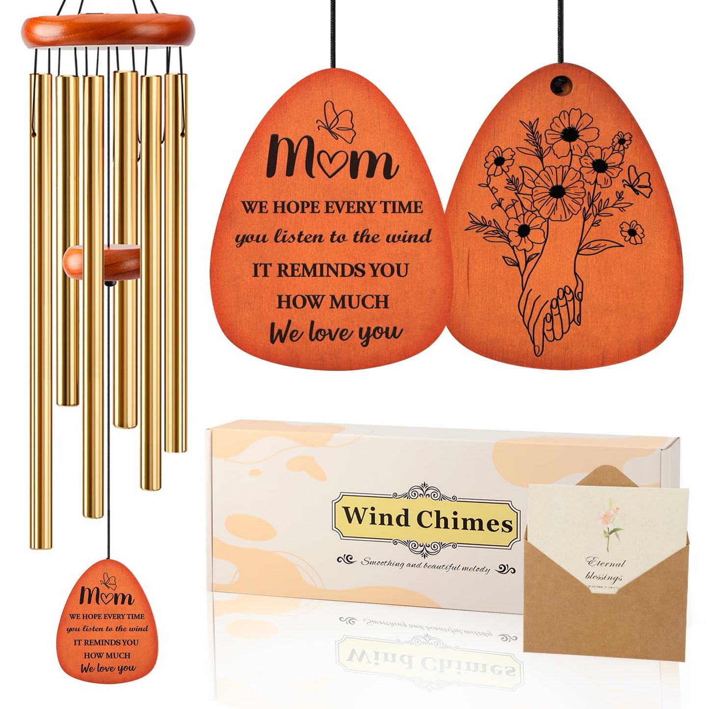 32" Wind Chimes Birthday Gifts for Mom from Daughter Son, Mom Birthday Gifts Mothers Day, Gold