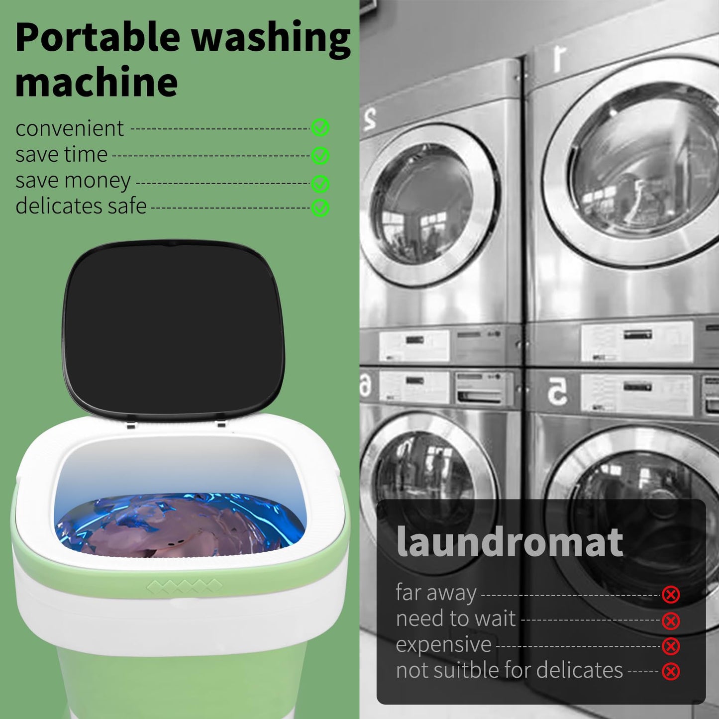 Portable Washing Machine, 20L Foldable Mini Washer and Dryer with 3 Modes Deep Cleaning, Upgraded Small Collapsible Laundry for Hotel, Apartment, Home and Travel