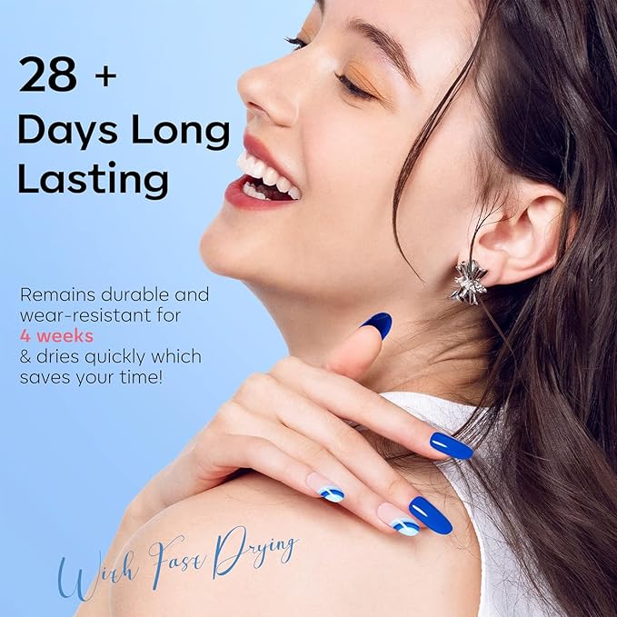 modelones Blue Gel Nail Polish Set 6 Colors, 2026 Spring Pastel Royal Navy Sky Icy Klein Blue Glitter Gel Polish Kit Light to Dark Shades Soak Off All Seaones Nail Art Gel Salon DIY Manicure Gift