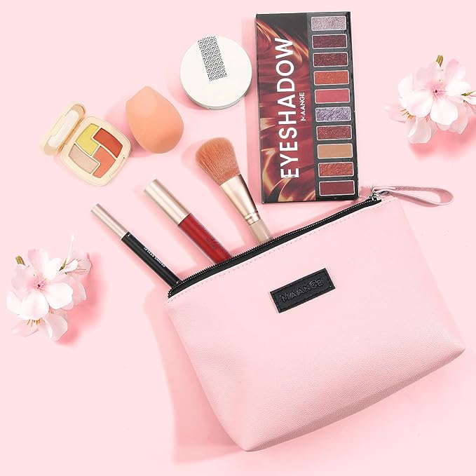 Cosmetic Bags for Women Small Makeup Bag for Purse Pu Leather Makeup Pouch Travel Makeup Bag with Zipper Make Up Bag for Travelling