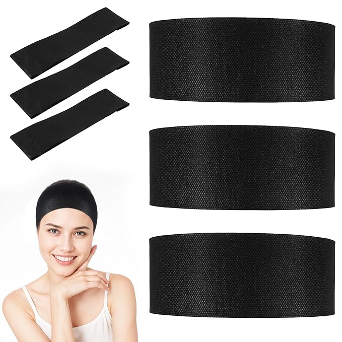 100 Pieces Disposable Spa Facial Headbands Stretch Non Woven Facial Headbands Soft Skin Care Hair Band with Convent Closure for Women Girls Salons Esthetician Supplies, Black Large