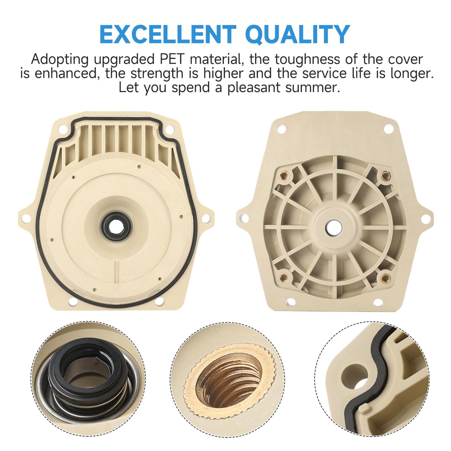 Kolasina 25357-300-000 074564 Seal Plate Fits for Pentair Whisperflo Intelliflo Swimming Pool Pump with Seal Plate Gasket & Shaft Seal PS-1000 & Drain Plugs 071131-192115