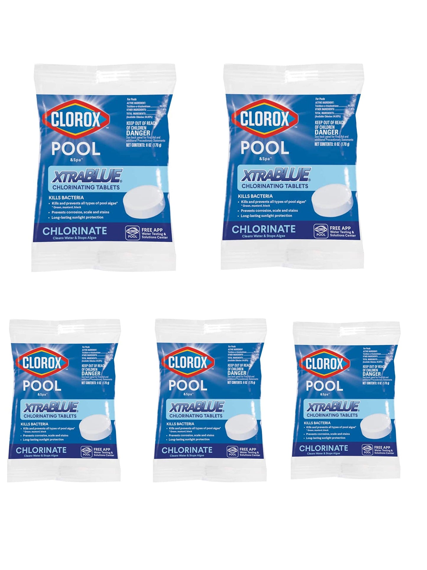 Clorox Pool&Spa 24201CLX XtraBlue 3" Long Lasting Chlorinating Tablets (5 Count)