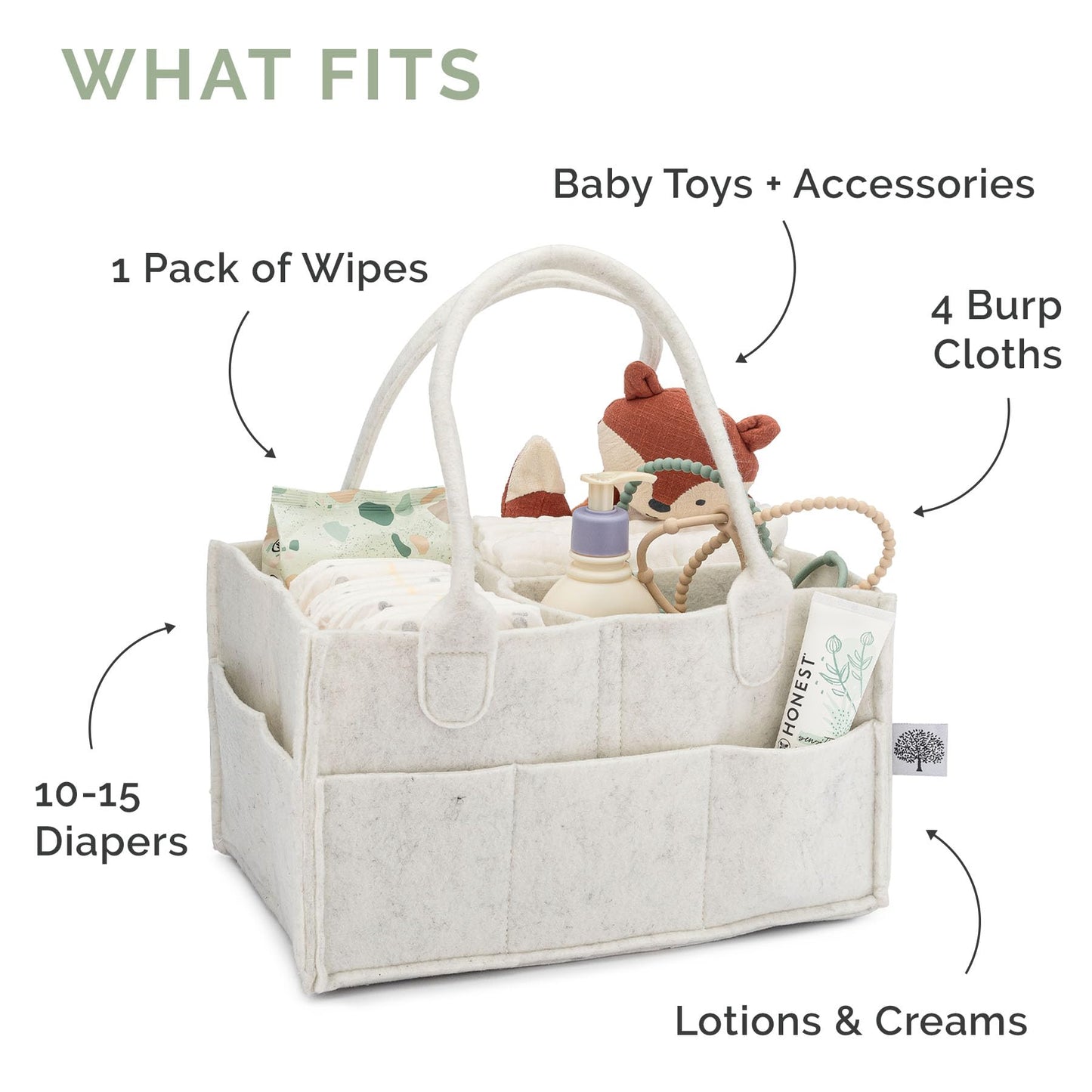 Parker Baby Diaper Caddy - Nursery Storage Bin and Car Organizer for Diapers and Baby Wipes - Oatmeal, Regular