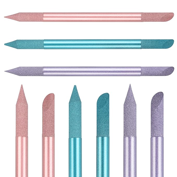 3Pcs Glass Cuticle Pusher, heemeei Dual-Ended Manicure Stick, Crystal Cuticle Pusher Glass File, Professional Precision Filing Cuticle Remover, Manicure Pedicure Tools for Nails and Cuticles Care