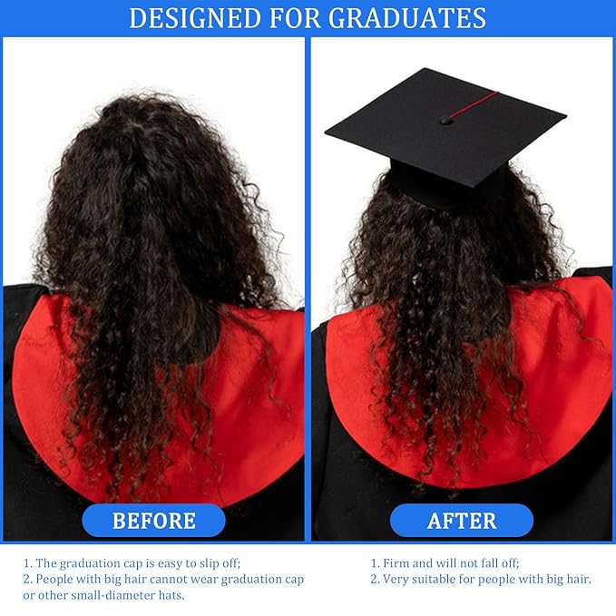 Graduation Cap Headband Insert, Grad Caps Headband Insert, Adjustable, Secures Cap and Keeps Hairstyle, Upgraded Interior Design, Simple and Practical Anti-Fall Hairband for Graduation