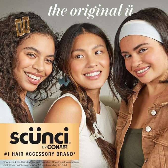 Scunci by Conair Effortless Beauty Skinny headband -plastic Headbands for Women and Men - hair accessories for women - Assorted Tortoise - 4 Count