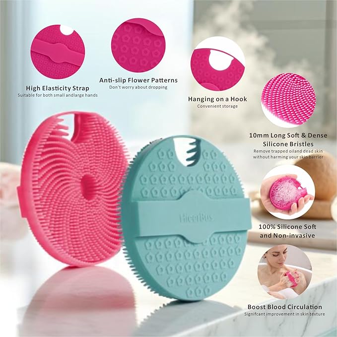 Soft Silicone Face Scrubber with Body Scrubber for Shower Gentle Exfoliating-Facial Exfoliator Scrubber Brushes for Sensitive Skin Deep Cleansing- Gift Women Men Skin Care Tool