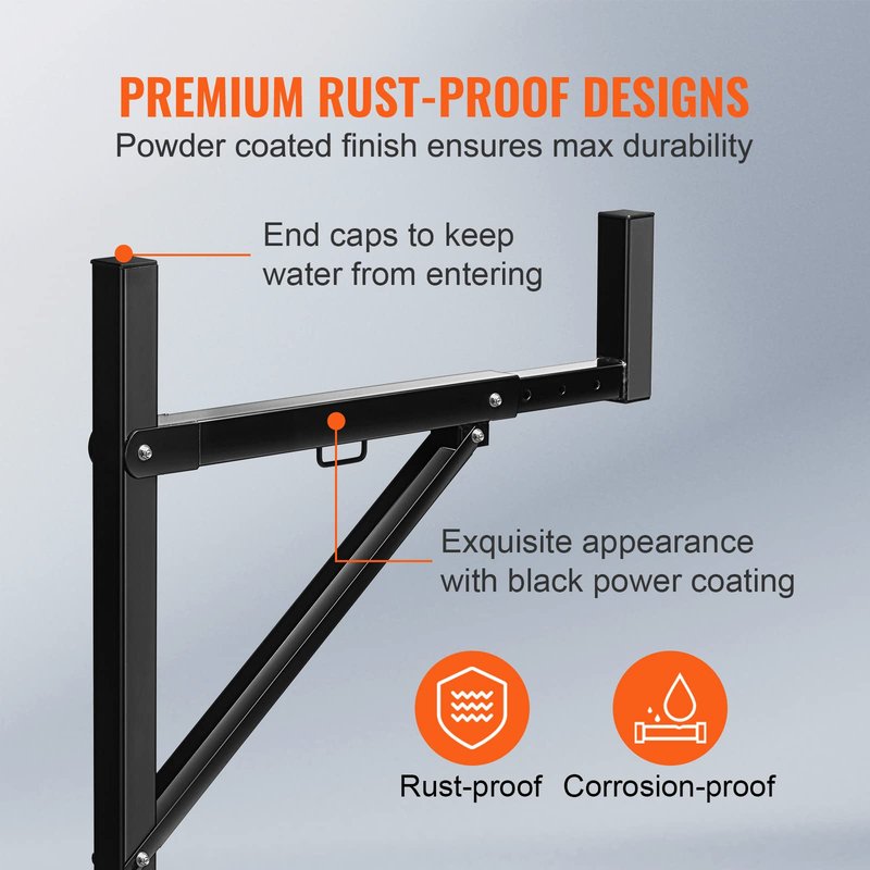 VEVOR Truck Rack, 19-34inch Extendable Truck Ladder Rack, 38.6"-43.6" Adjustable Height, 250 lbs Capacity Steel Ladder Rack for Truck, Heavy Duty Truck Bed Rack for Kayak, Surfboard, Lumber, Ladder