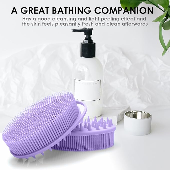 Silicone Body Scrubber Ã¢ÂÂ Silicone Loofah for Shower, Set of 2 Soft Dual-Sided Exfoliating Body Bath Shower Scrubber Loofah Brush Easy-to-Clean for Sensitive Kids Women Men All Kinds of Skin