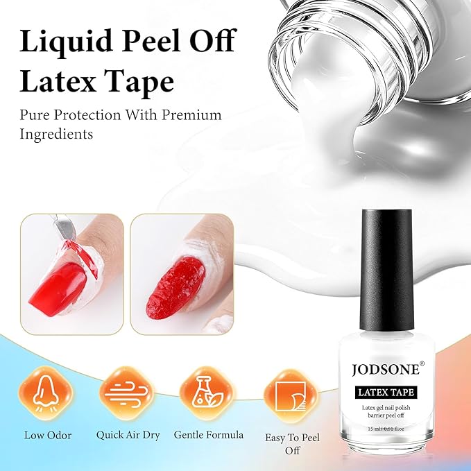 JODSONE Professional Gel Nail Polish Remover Kit:2Pcs 15ML Quick Gel Nail Polish Remover,15ML Cuticle Oil and Latex Tape Liquid,2 Sanding Strips and Steel Pushers,Remove at Home without Going Salon