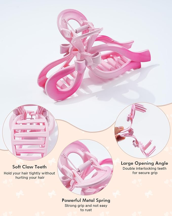 4 PCS Bow Hair Clips for Women Bow Claw Clip 5" Extra Large Hair Claw Clips for Thick and Long Hair Cute Bows Big Clip