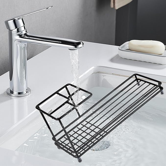 Toothbrush Holders for Bathrooms, Carbon Steel Tooth Brush Holder Electric Toothbrush and Toothpaste Organizer Bathroom Accessories for Countertop, Shower, Sink - Black