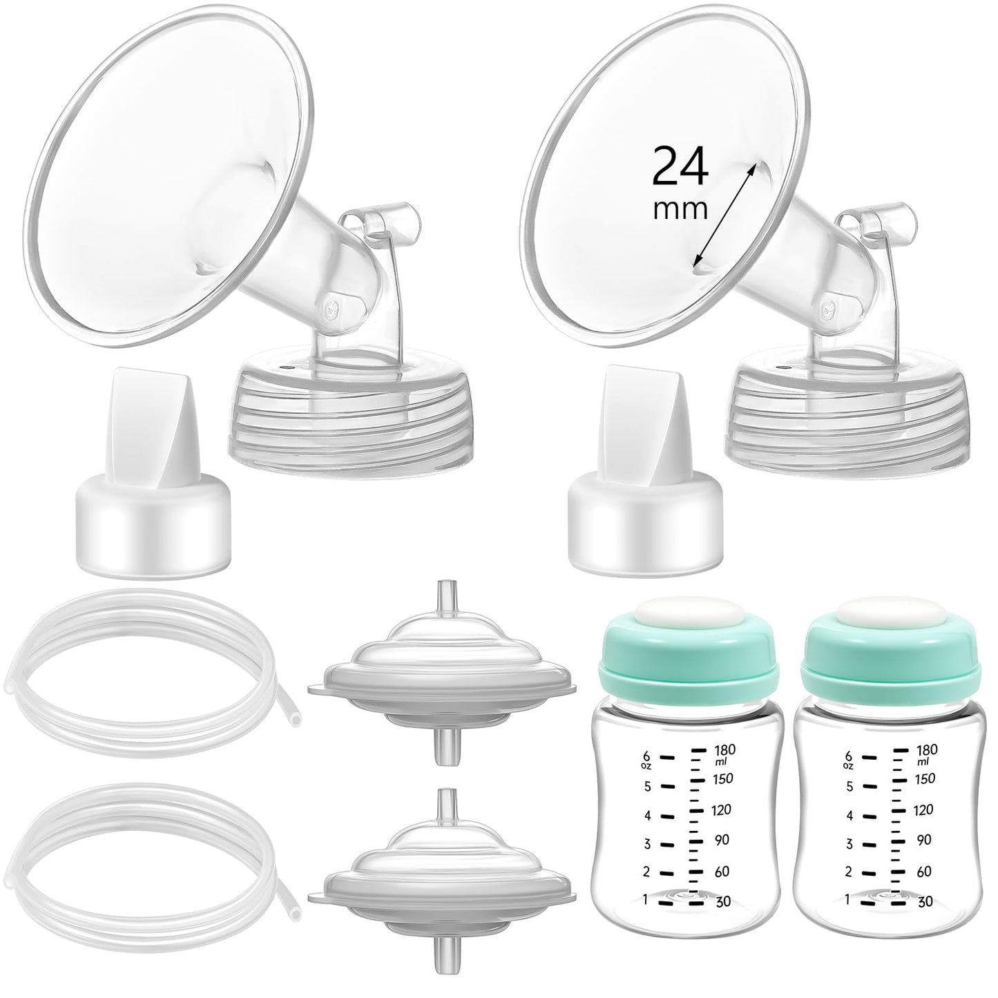 Momstouch Pump Parts Compatible with Spectra S1/S2/9 Plus, Not Original Accessories, Full Set Replacements Include 24mm Flange, Duckbill Valve, Backflow Protector, Tubing and Bottle