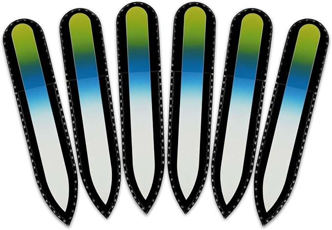 Mont Bleu Rainbow Crystal Nail File in Black Pouch - Small/Purse Size - Czech Tempered Glass - Handmade in Bohemia (Czech Republic)