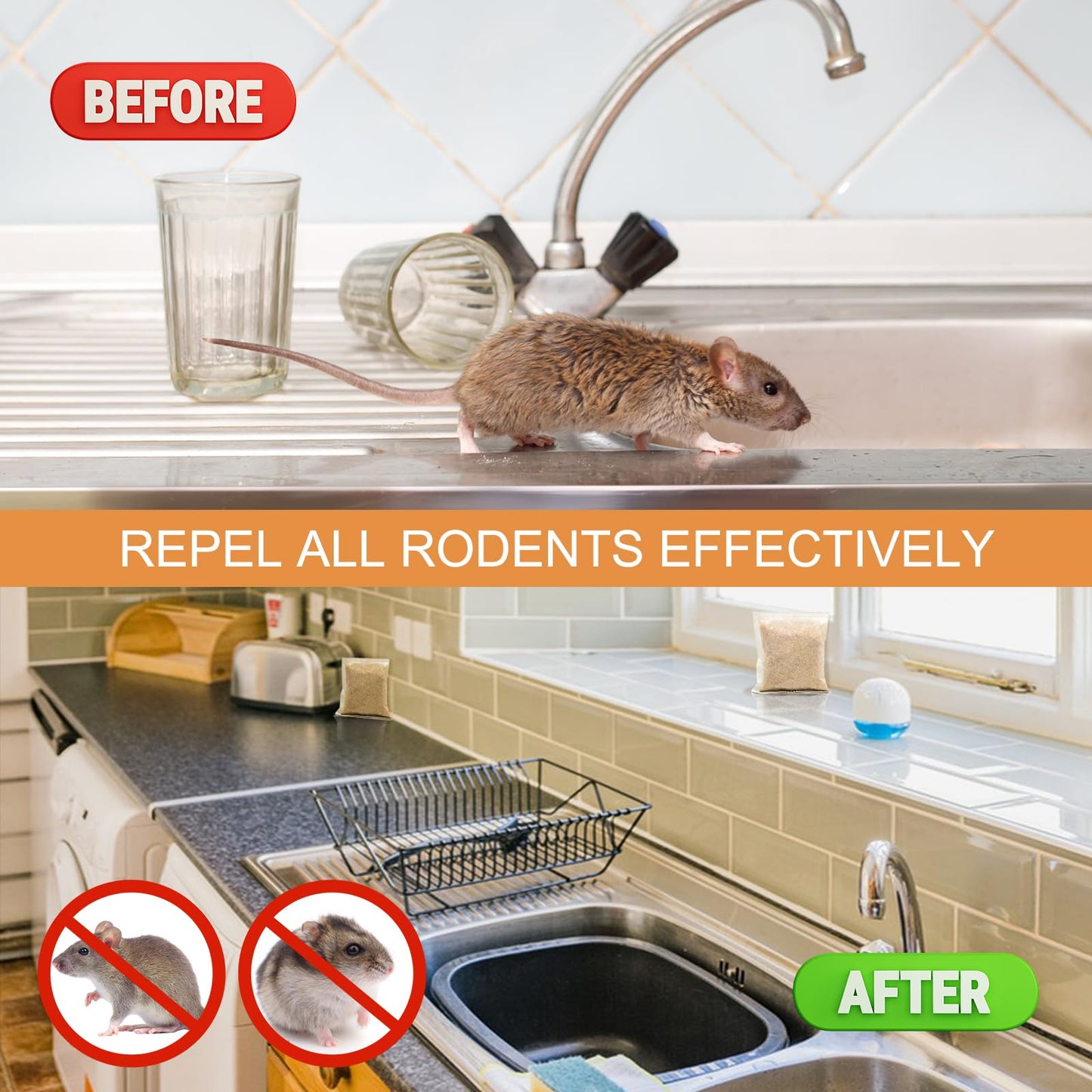 Mouse Repellent Pouches,24 Pack Rodent Repellent,Nature Peppermint Oil Keep Mice Out of Car Engines,Rv,Garage & Home,Safe for Humans and Pets