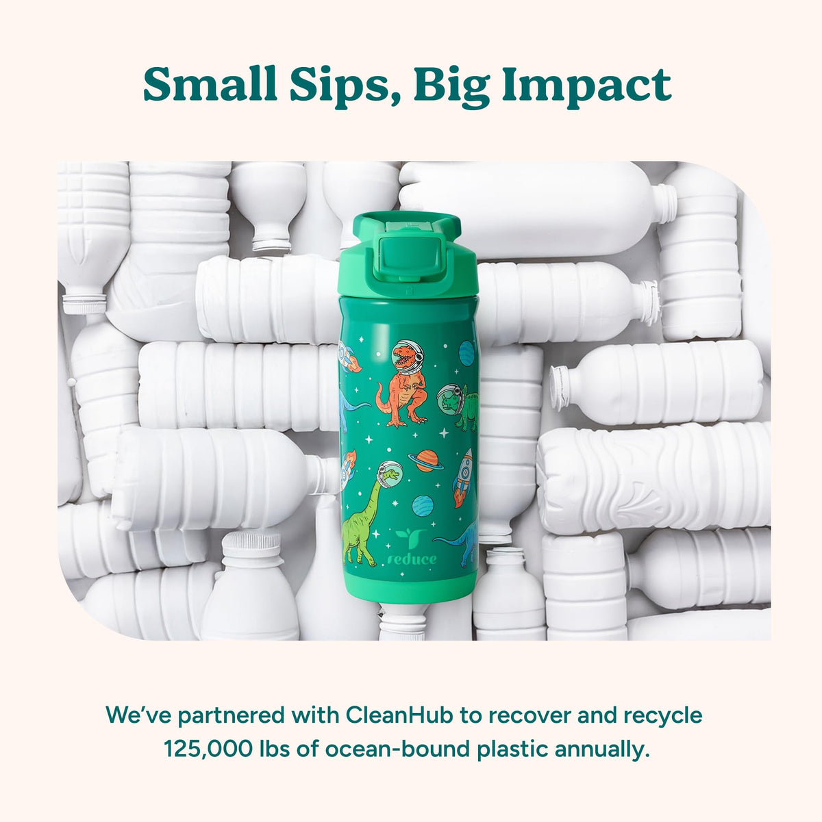 Reduce Hydrate Pro Kids 14oz Stainless Steel Insulated Water Bottle w/Straw – Spill Proof Tumbler for Kids – 30 Hour Cold Retention – Dishwasher Safe Leak-Proof Design - Clover Green