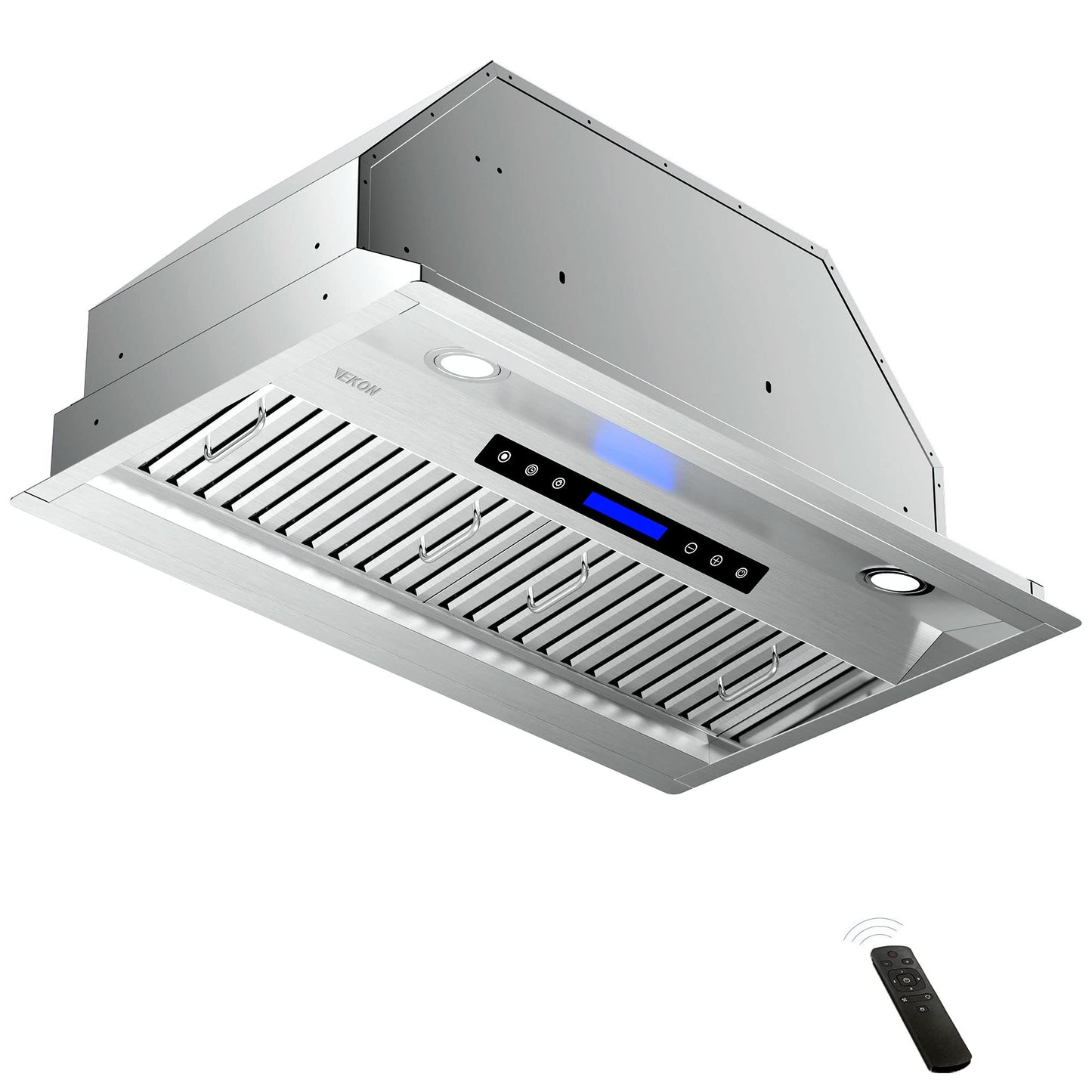 EKON Range Hood Insert 42 Inch, 900 CFM Kitchen Vent Hood, Built-in Ducted or Ductless Convertible, Remote & 4-Speed Touch Control, Adjustable LED Lights, Stainless Steel, NAB02-42