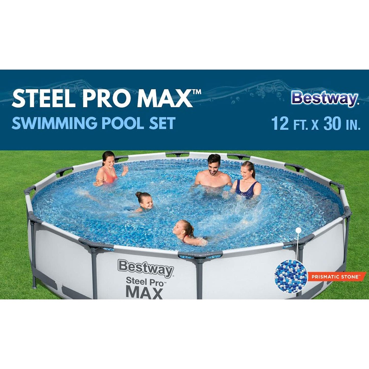 Bestway Steel Pro MAX Above Ground Swimming Pool (12' x 30") | Round Outdoor Backyard Family Pool with Tritech® Puncture-Resistant Liner | Easy Setup | Includes Filter Pump for Clean, Clear Water