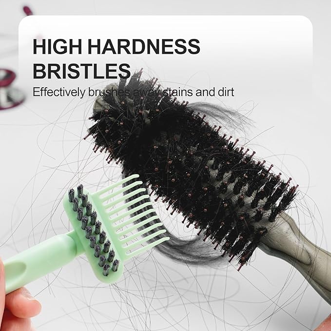 Boar Bristles Hair Brush for Women and Men, Detangling Hair Brush for Smoothing Massage Add Shine, Nylon&Boar Bristles Detangler brush for Hair Healthy (Cleaner-Green)