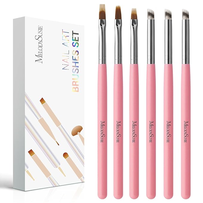 MelodySusie 6Pcs Ombre Nail Brushes,Nail Gradient Painting Pen for Blooming Nails, Gradient Nail, Manicure Nail Art Tools, Professional Accessories for Home and Salon Use