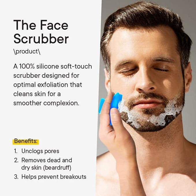 Silicone Face Scrubber for Men Facial Cleansing Brush Silicone Face Wash Brush Manual Waterproof Cleansing Skin Care Face Brushes for Cleansing and Exfoliating (Blue)