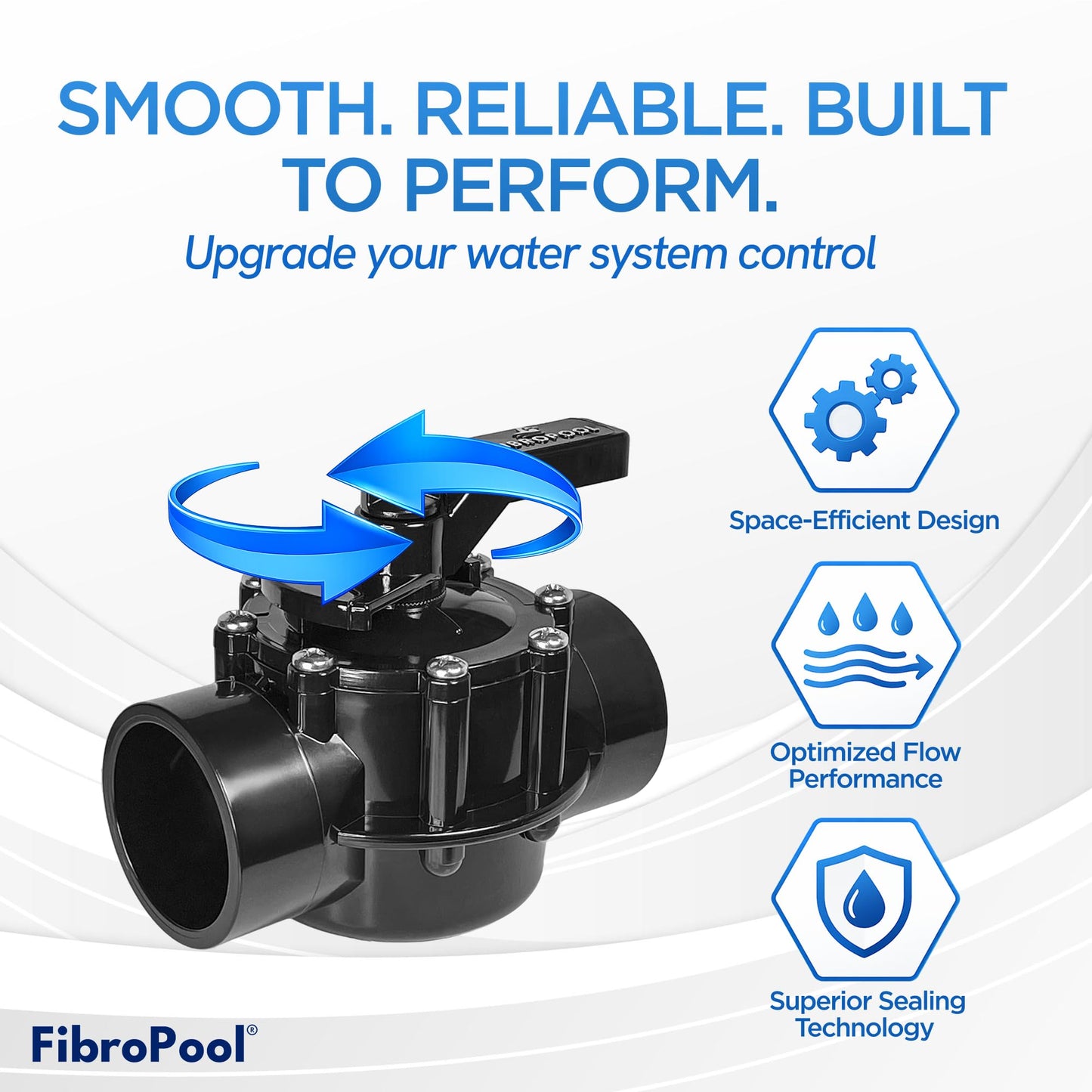 FibroPool 2 in 2-Way Pool Diverter Valve - CPVC Posi-Close Slip - Lubeless PTFE - Heater Salt Generator & Spa - NSF/ANSI 50 Certified