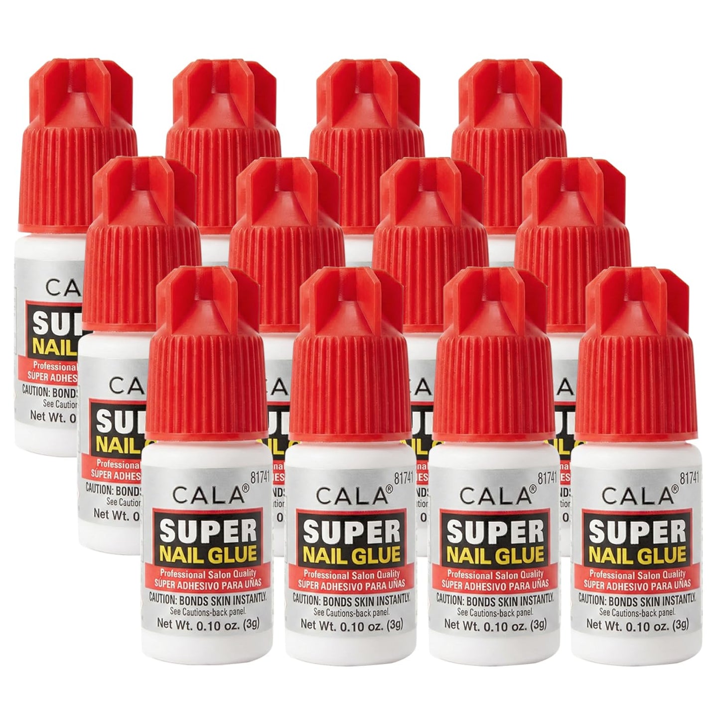 CALA Super Nail Glue – Professional Quick Dry Nail Glue Adhesive for False Nails, Tips & Art Accessories – Salon Quality Strong Hold for Natural Nail Repair (Pack of 12)