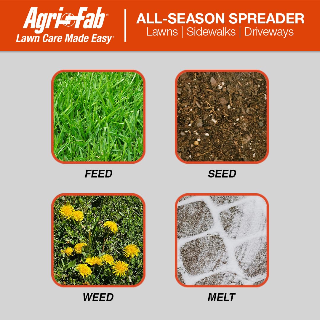 Agri-Fab 45-0463 Pull Behind Broadcast Spreader,130 lb. Hopper Capacity Designed for Seed, Fertilizer, Salt, Ice Melt with Universal Hitch,12 ft. Spread Width for Riding Lawn Mowers and Lawn Tractors