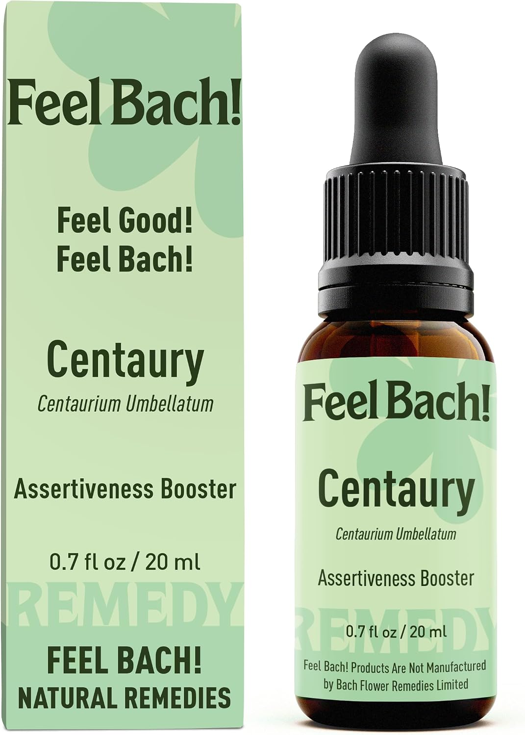 Feel Bach! Centaury Natural Homeopathic Remedy - 20ml (0.7 fl oz) Dropper Flower Essence for Support Assertiveness, Avoid Conflict - Reclaim Your Power, Vegan, Gluten & Sugar-Free, Non-Habit Forming
