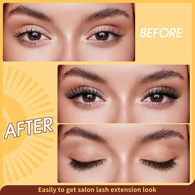 QUEWEL Magnetic Eyelashes 1 Pair Reusable Magnetic Eyelashes with Applicator No Glue Needed Eyelashes Cat Eye Natural Look Lash Clusters Kit Easy to Wear and Remove(B11)