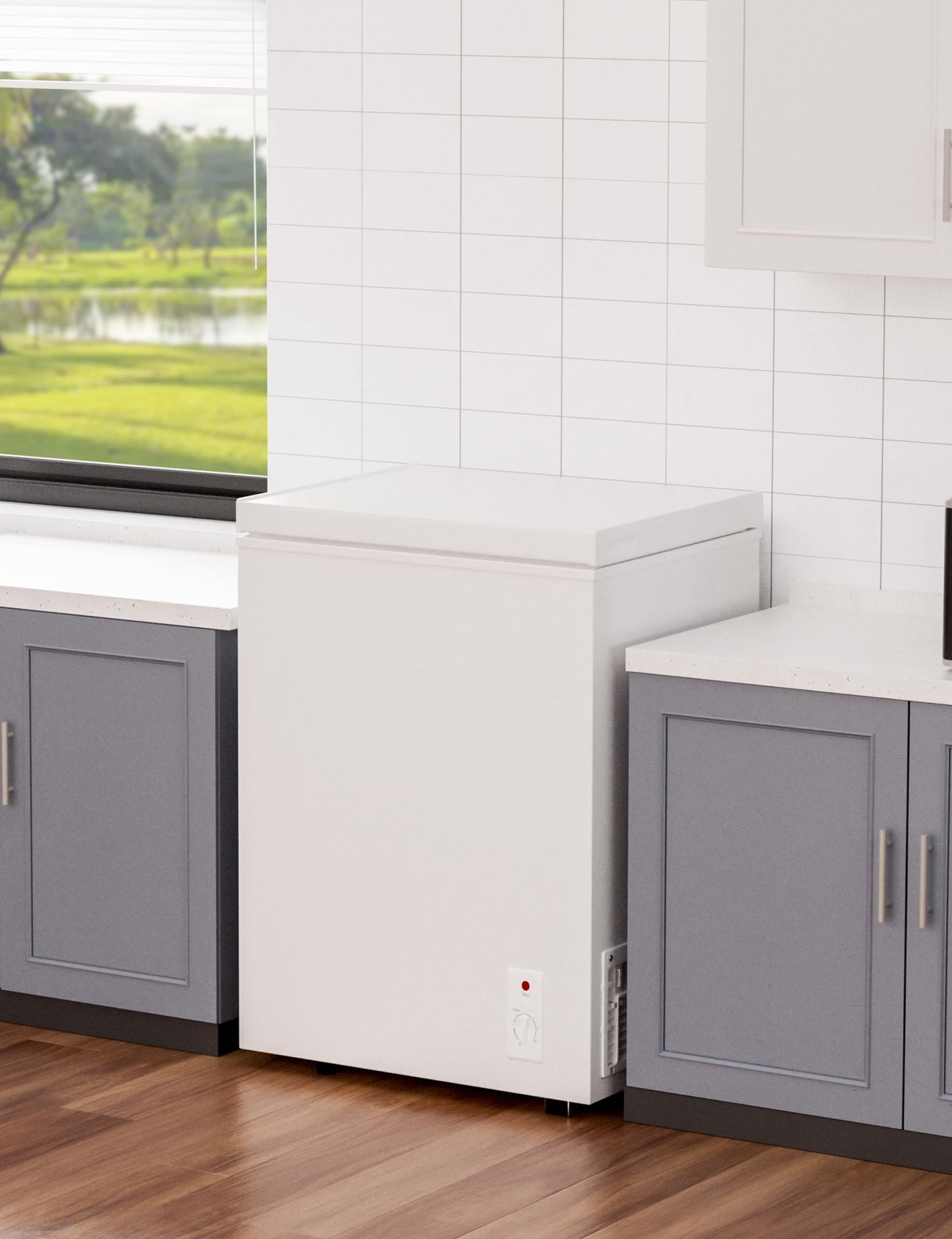 3.5 Cu.Ft Compact Chest Freezer Energy Saving & Ultra-Quiet, with Removable Basket, 6-Temp, Manual Defrost Drain, Top Open Door Deep Freezer for Apartment, Dorm, Kitchen, White