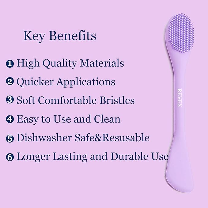 REVEX Silicone Face Mask Applicator,Face Scrubber,Exfoliating Pore Scrubber,2Pcs Pore Cleaning Brush for Blackhead Remover,Face Brush for Women Men.(PurPle+Gray)