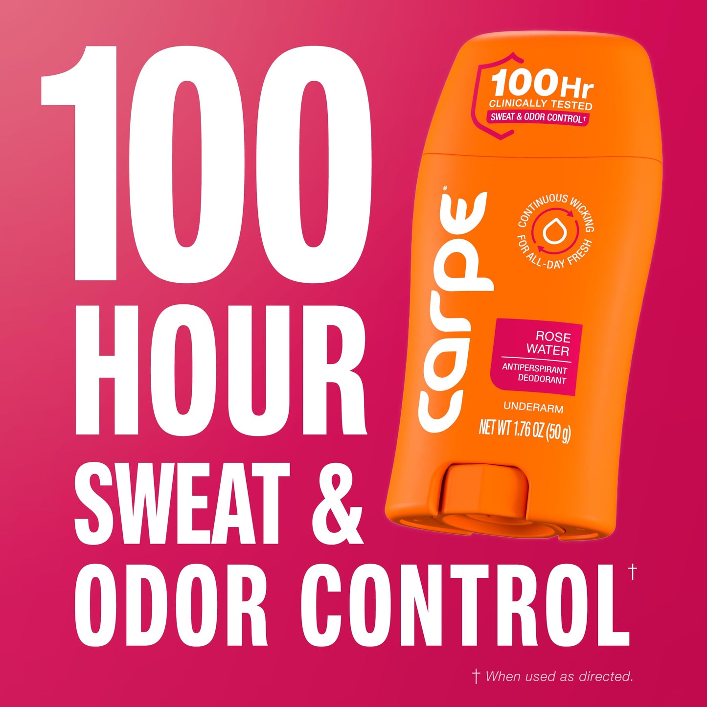 Carpe Underarm Antiperspirant for Women - 100 Hour Sweat & Odor Control - Women's Sweat Control Antiperspirant Deodorant - Extra Strength - Rose Water - 2 Pack