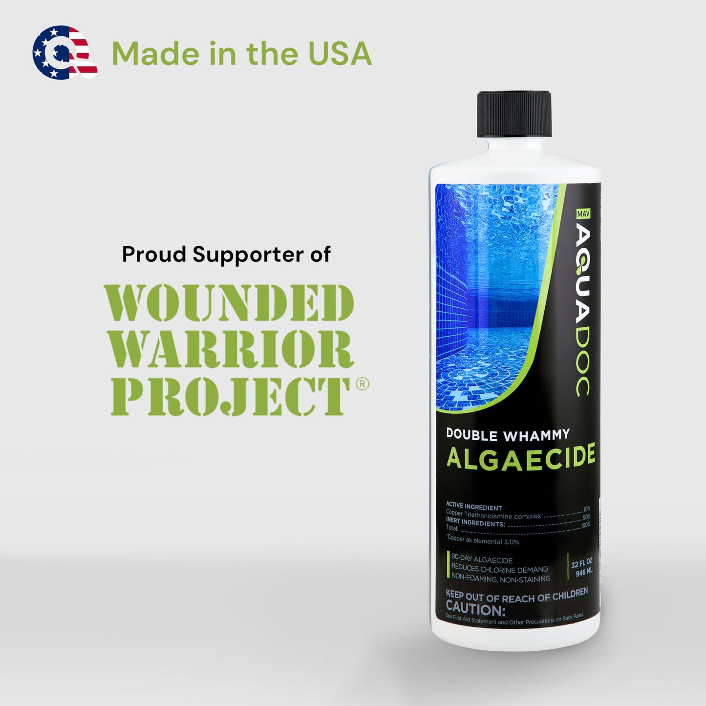 Copper Pool Algaecide for Swimming Pool - 90 Day Algaecide for Inground Pool to Prevent and Remove Pool Algae - Super Algaecide for Pool Opening - AquaDoc 32oz