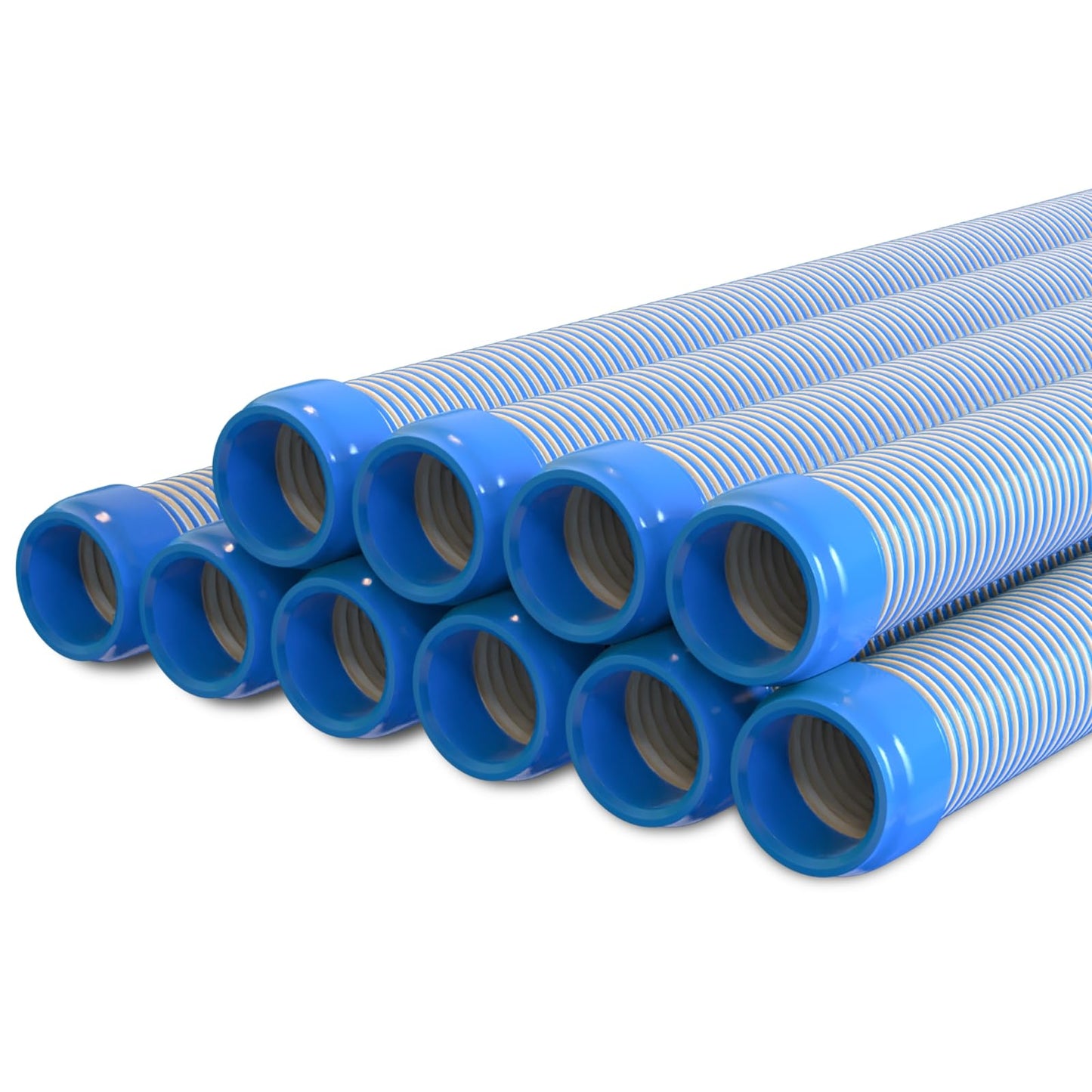 Poolvio Pool Vacuum Hose 33 Feet (10 x 40 Inch), 1.5 Inch Cuffs, Compatible with Most Inground Pool Automatic Cleaners, Blue