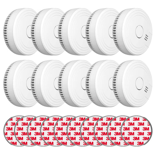 Ecoey Smoke Detector, Smoke Alarm with Advanced Photoelectric Technology, Fire Alarm Smoke Detector with Test Button and Low Battery Reminder, Fire Alarm Used in Bedroom, Home, FJ136, 10 Packs