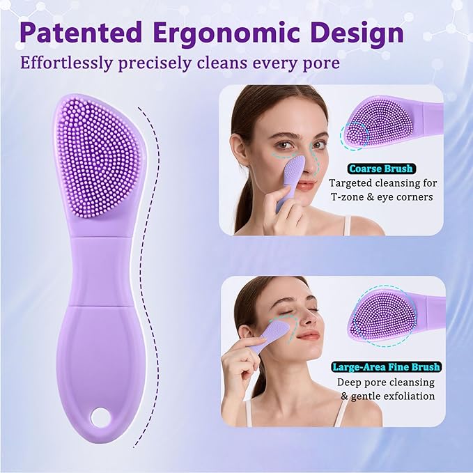 Silicone Face Scrubber Black Head Remover for Face- Appliances for Removing Make-up for Deep Cleansing Blackhead Remover Tools Face Spatula Makeup Removal Washing Brushes Pore Cleaner (Purple)