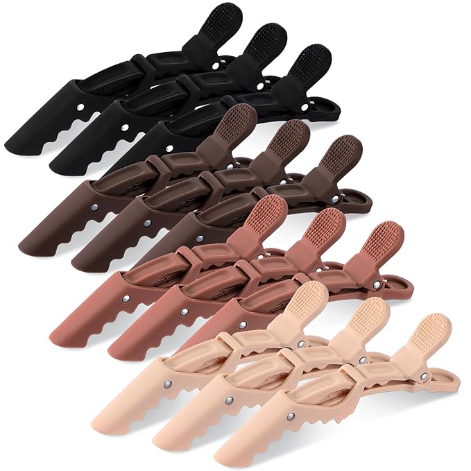 Havawish 12 Pcs Alligator Clips for Hair Styling Matte Alligator Crocodile Clips for Women Hair Sectioning(Brown)