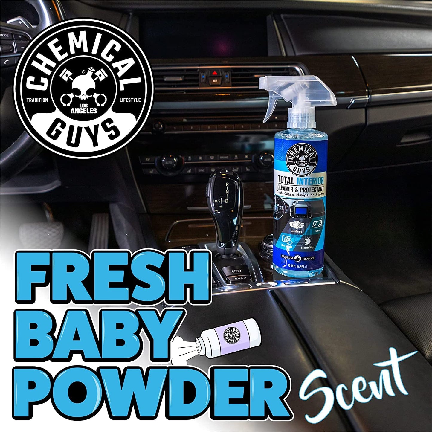 Chemical Guys Foaming Citrus Fabric Clean Carpet & Upholstery Cleaner, Ready To Use, Sprayable 16 fl oz, Citrus Scent + Total Interior Cleaner and Protectant, 16 fl oz