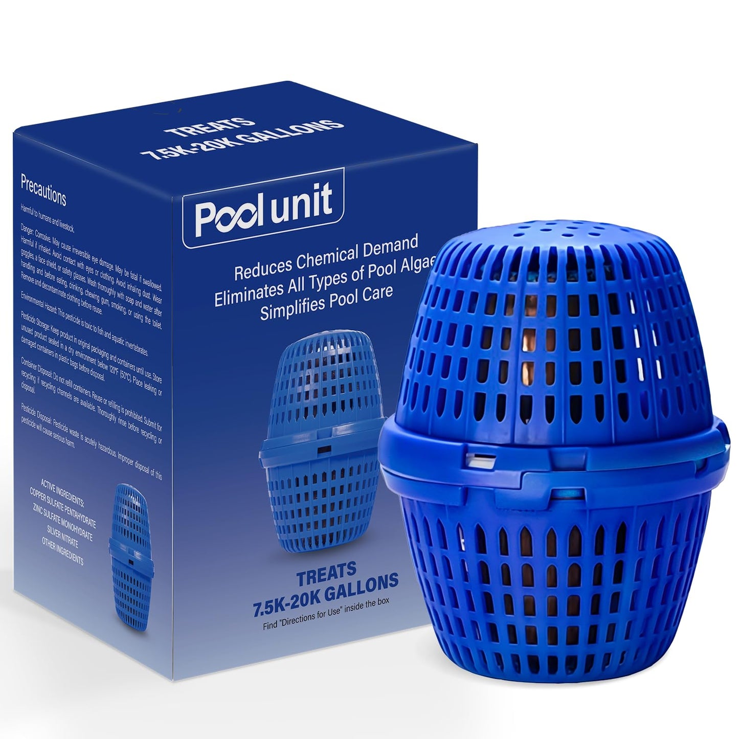 7.5k-20k Gallons Blue Pool Unit Replacement Mineral Cartridge for Pool RX,Compatible with Above Ground and Inground Pools Filter Replacement, up to 6 Months