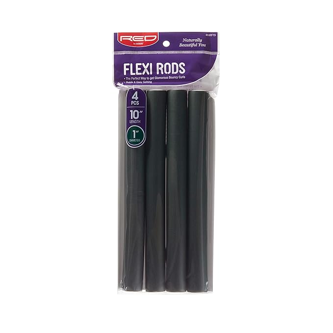 Red by Kiss Flexi Rods - Heatless Hair Curler for 90S Glamorous Bouncy Curls Beach Waves, No Slips, Sleep Styler (10" Length, 1" Diameter)