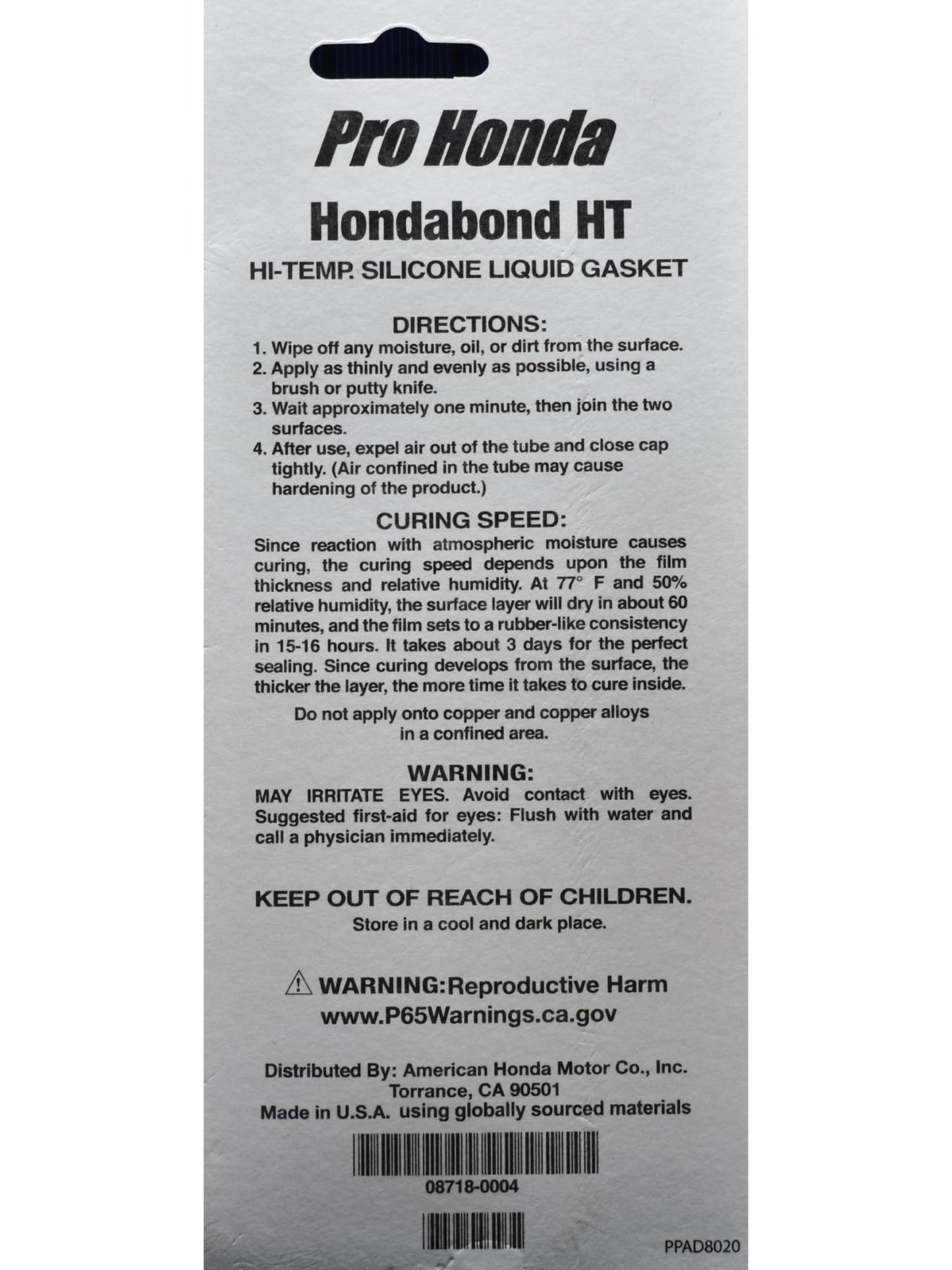 Honda Genuine 08718-0004 Hondabond HT – High Temperature Silicone Liquid Gasket, 1.9 fl oz Tube