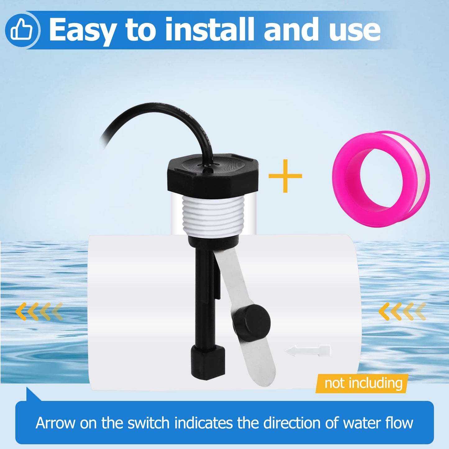 Cooouds GLX-FLO-RP Flow Switch Assembly for All Hayward Goldline Aquarite Salt Systems, Metal Induction Structure Pool Flow Sensor Suitable Hayward Salt Cell & Chlorine Generator with 15-Feet Cable